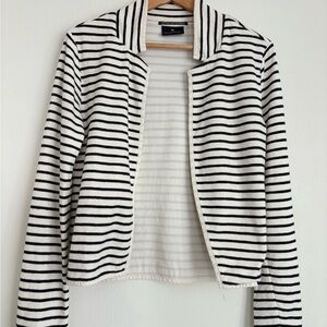 Scotch & Soda Maison Scotch Black and White Striped Knit Cardigan Blazer